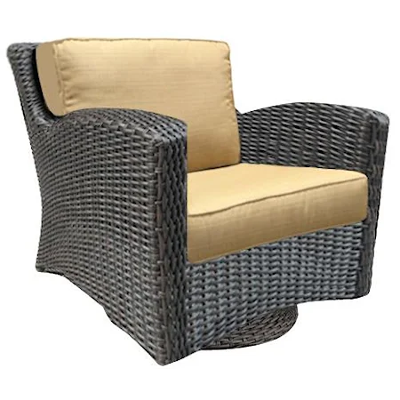 Curved Arm Swivel Chair w/ Cushion